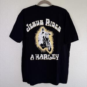 Slumerican Shirt Mens XL Jesus Rides A Harley Motorcycle Graphic Tee T-Shirt